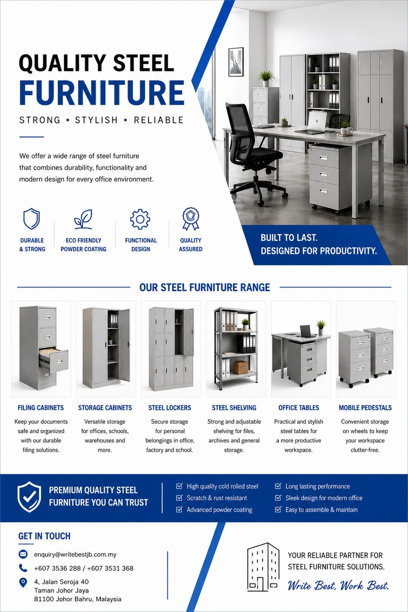 Top Choice Office Steel Furniture Supplier in Johor Bahru(JB) for Smart Storage Solution